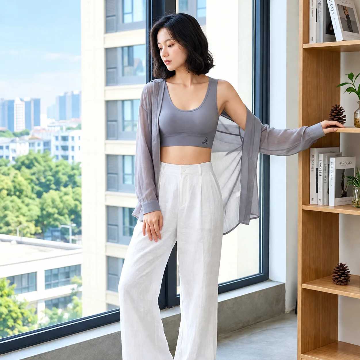 Slim Girl Seamless Padded Tops Bra V-Back Design for perfect fit, Imported Stretch Stylish Soft Comfortable light Padded Bra for Women thumbnail 3