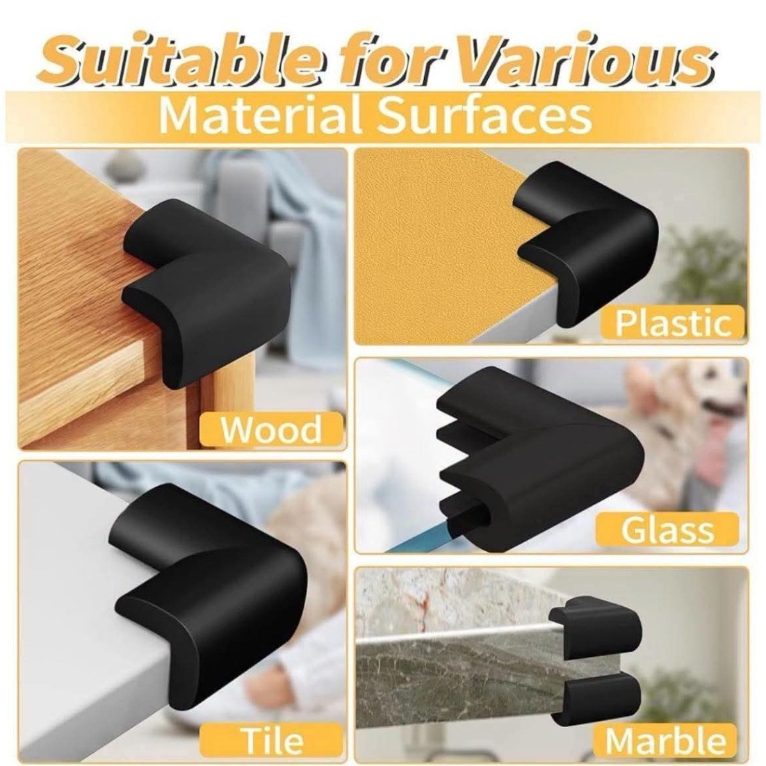 Baby Proofing Corner Guards (4 Pack Set) - 8mm Thick Soft Foam Furniture Corner Protector thumbnail 4