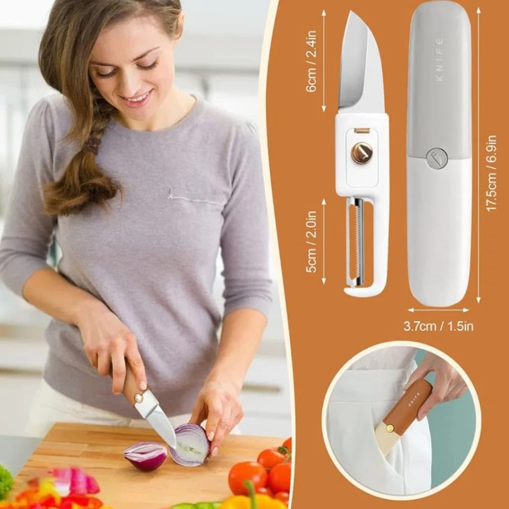 2 in 1 Fruit Knife & Peeler | Dual Function Vegetable Peeler & Fruit Cutting Knife thumbnail 2