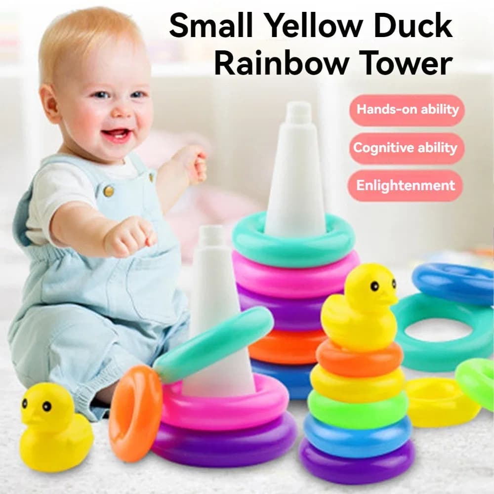 Rings Tower Baby, Colorful Rainbow Tower, Children Stacking Ring, Ring Stacking Pyramid Toy thumbnail 5