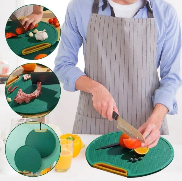 Green Round Plastic Cutting Board for Kitchen, Round Plastic Cutting Boards, Non-Slip Green Plastic Cutting Board for Kitchen, Non-Slip Chopping Boards (12.2 inch)