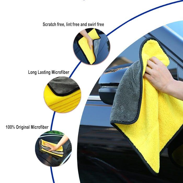 Microfiber Car Cleaning Towel 12x12 Inch 14x12 Inch 24x12 Inch Car Bike Washing Drying Polishing Soft Microfiber Cloth Bangladesh thumbnail 2