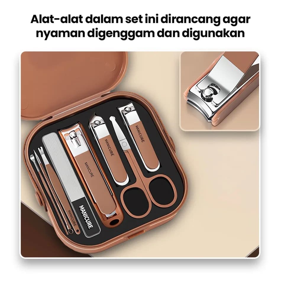Manicure Pedicure Kit Box, 8pcs Nail Set Tool for Manicure Box Professional Pedicure Nail Cutter Set Nail Care Nail Clipper Kit thumbnail 8
