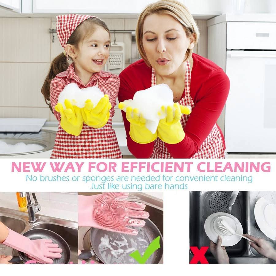Silicone Dish Washing Gloves – Waterproof & Flexible Kitchen Gloves for Safe Dish Cleaning thumbnail 2