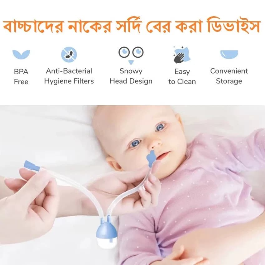 Baby Nose Cleaner Nasal Aspirator for Newborn – Reusable Safe Nose Sucker Tool for Infant Nasal Suction