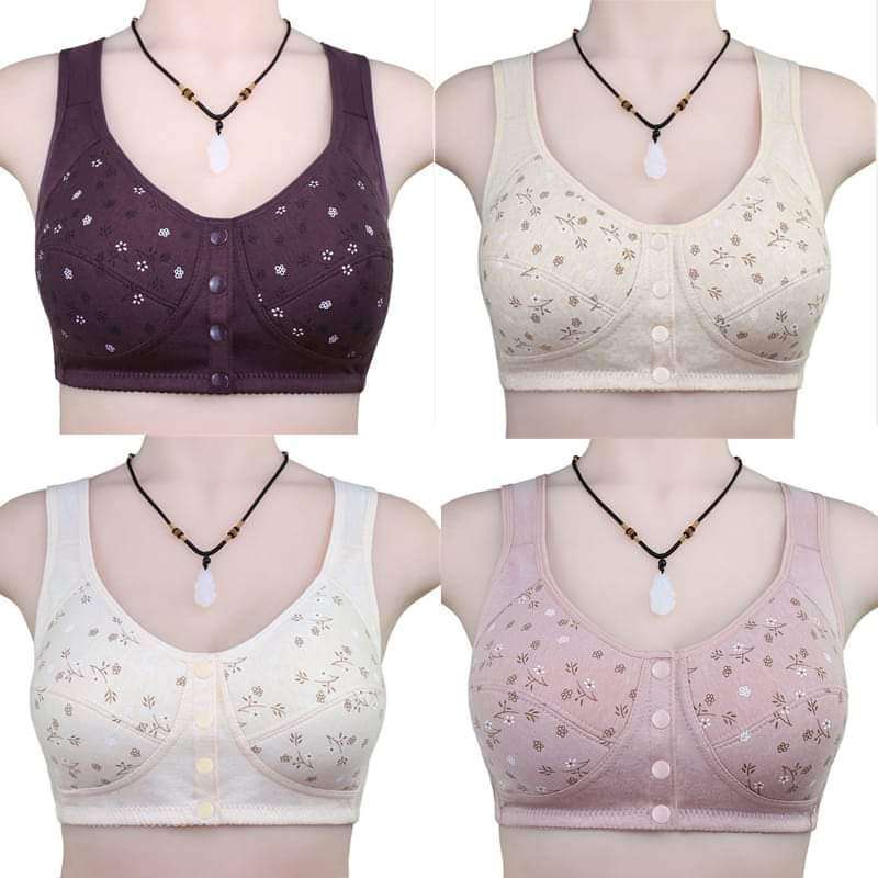 Front Button Nursing Bra for Women – Pure Cotton Front Closure Bra, Ultra Soft Maternity & Feeding Bra, Full Coverage Wireless Yoga Sports Bra thumbnail 2