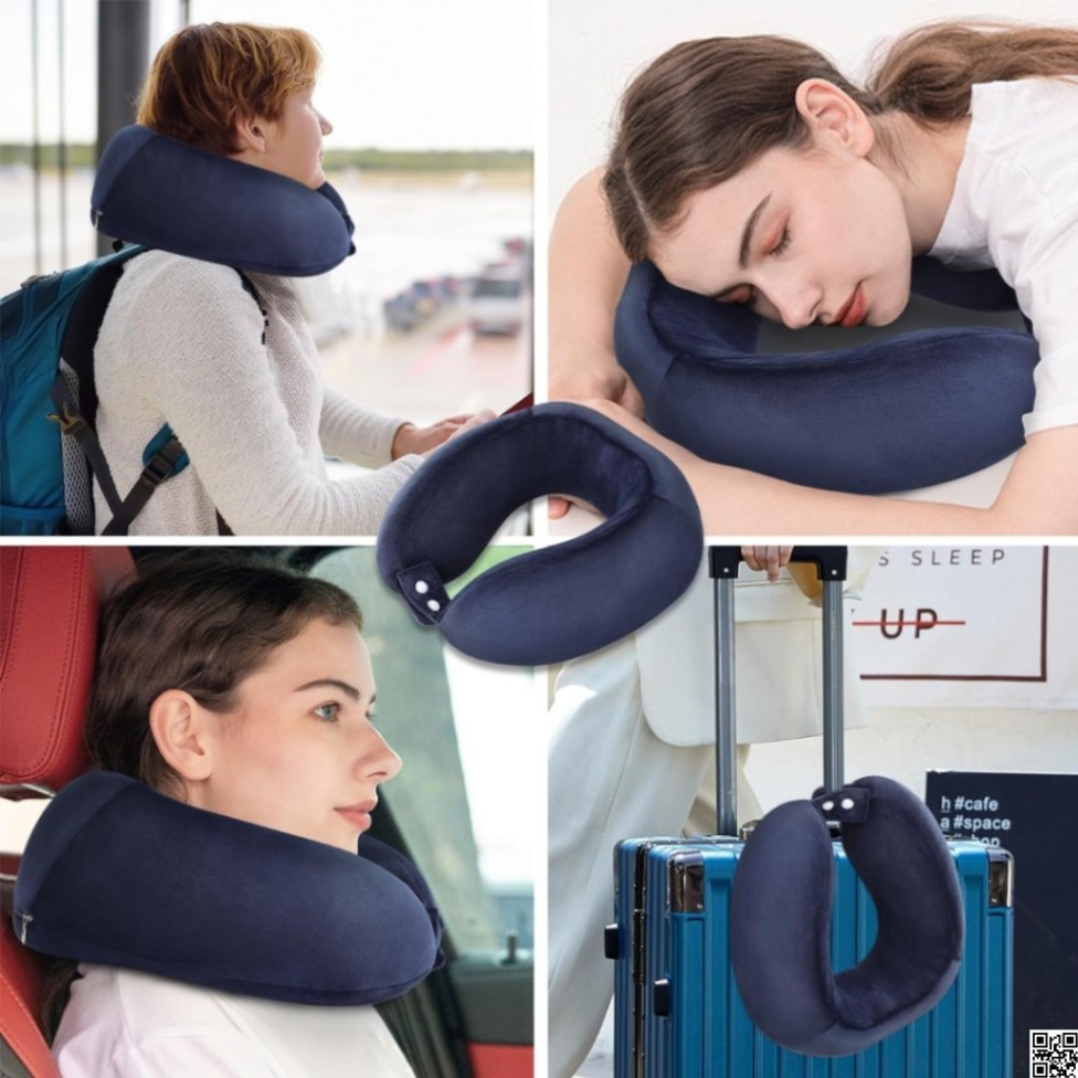 U-Shaped Neck Pillow, Memory Foam Travel Pillow, Comfortable Neck Pillow with Head and Neck Support thumbnail 6