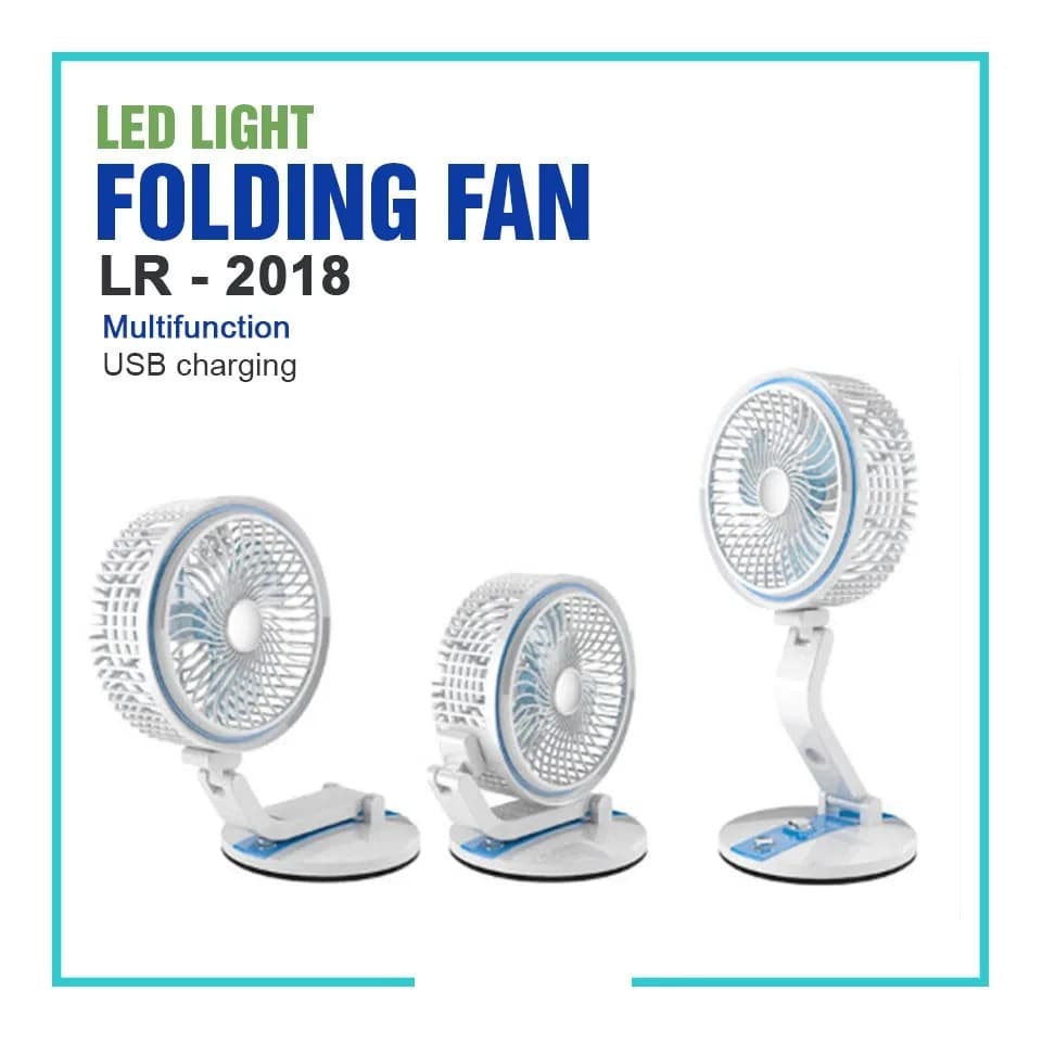 Rechargeable Folding Fan With LED Light, LR Fan 2018, Rechargeable Folding Table Fan with Light thumbnail 7