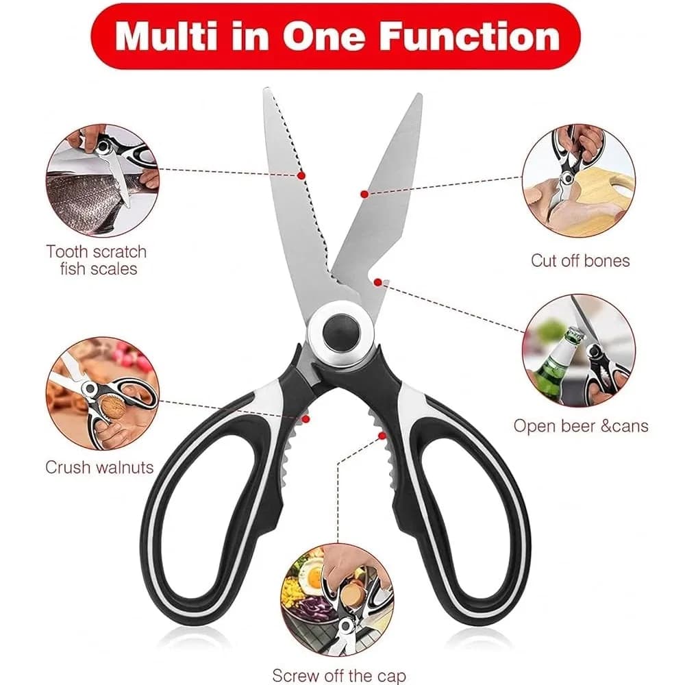 Heavy Duty Kitchen Scissor (Black) – Stainless Steel Multi-Purpose Scissors thumbnail 5