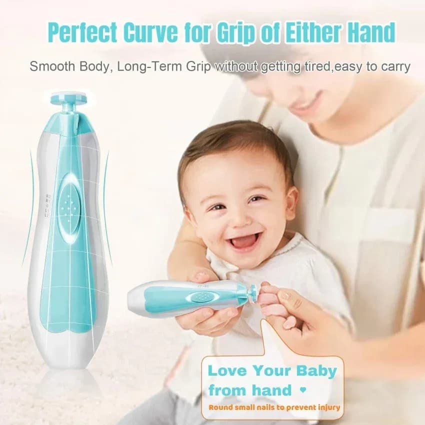 Electric Baby Nail Trimmer with 6 Grinding Heads – Safe Painless Newborn Nail Filer Manicure & Pedicure Kit