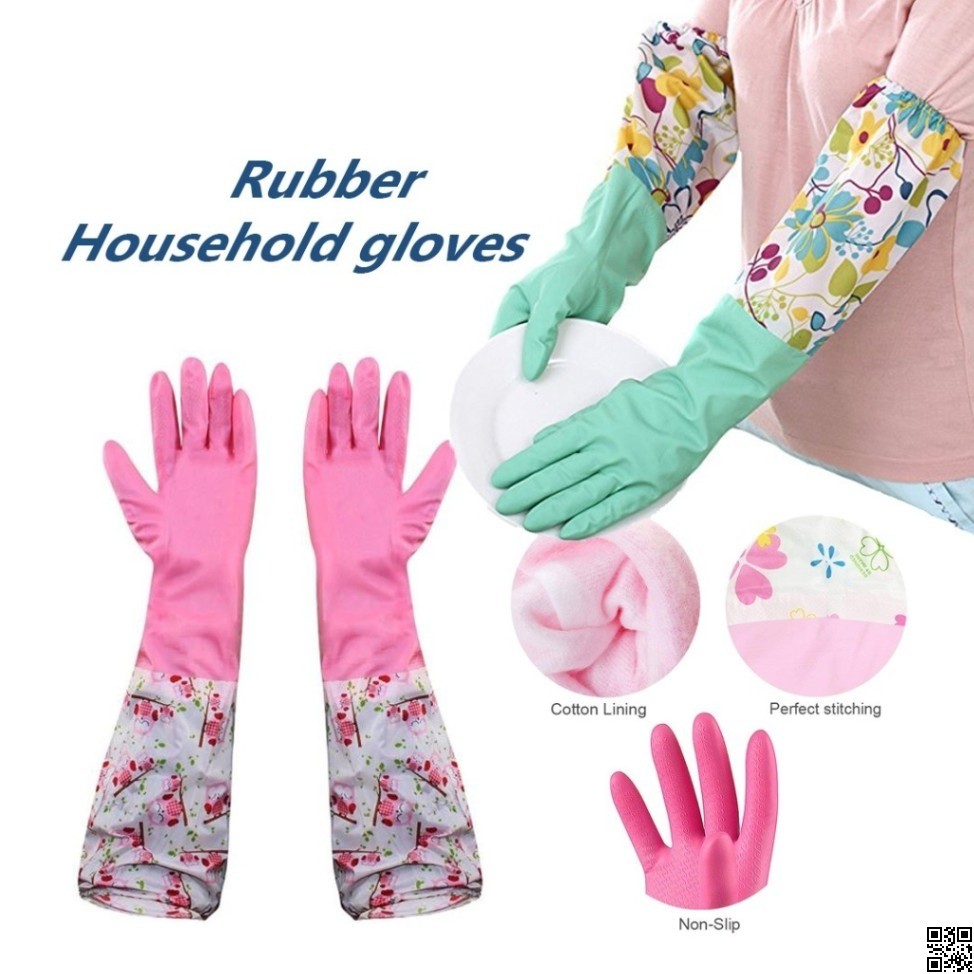 PVC Kitchen Gloves 2Pcs, Silicone Dish Washing Kitchen Hand Gloves, Half Hand Kitchen Gloves thumbnail 3