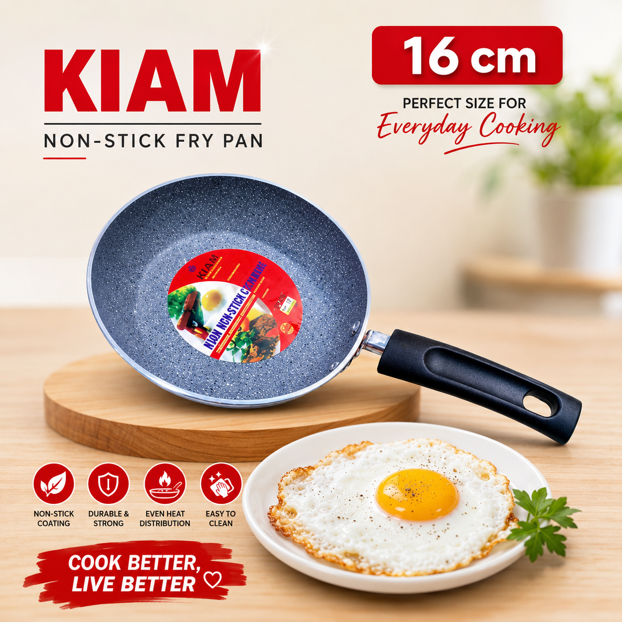 Kiam Non-Stick Frypan 16cm – Marble Coating Small Frying Pan