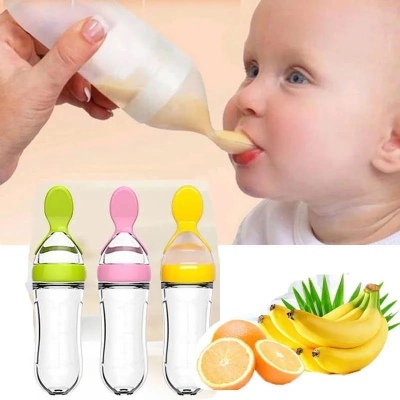 Baby Silicone Spoon Feeder 125ml | BPA Free Baby Food Feeding Bottle Spoon