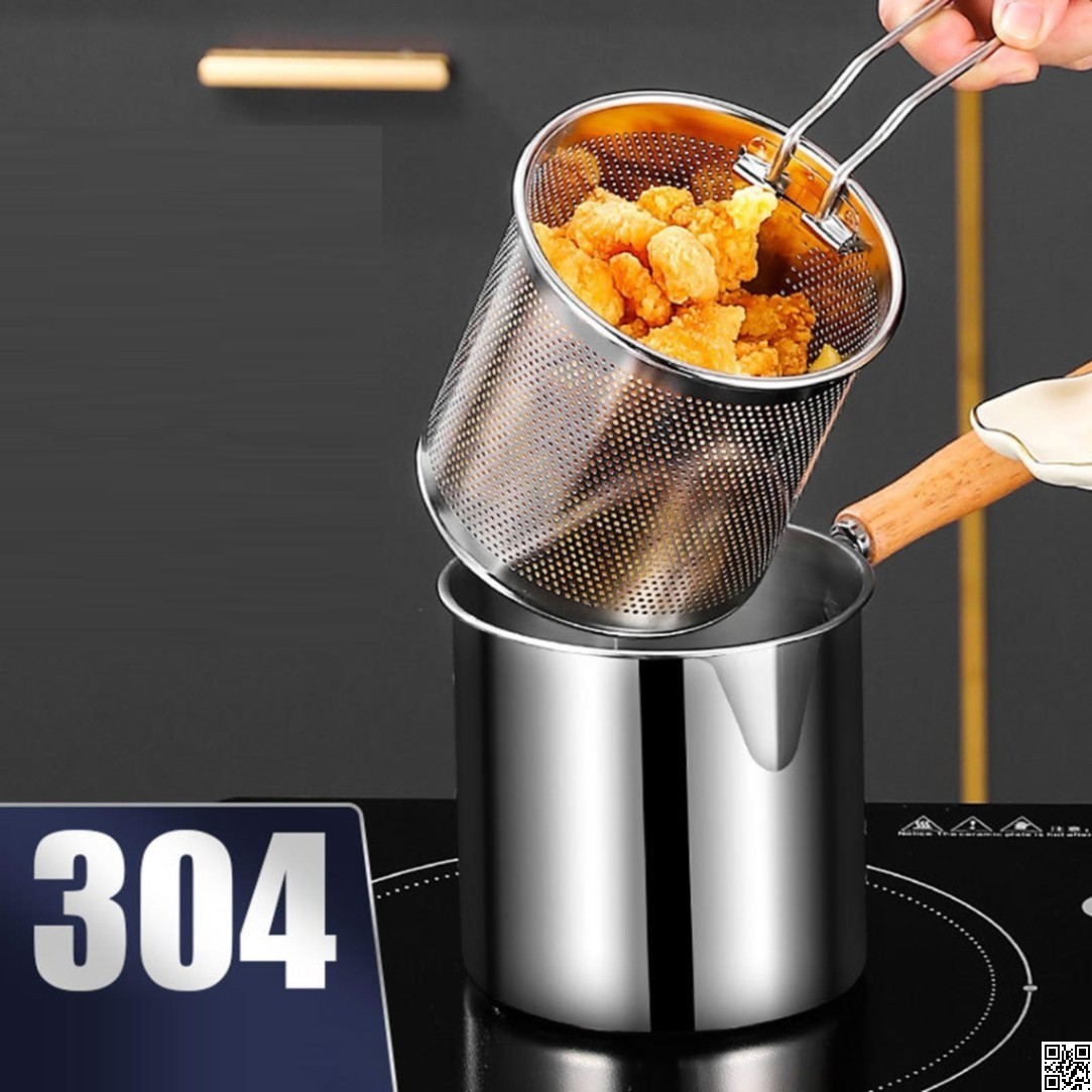 Stainless Steel Deep Fryer Pot | Small Fryer Pan with Strainer Basket thumbnail 3