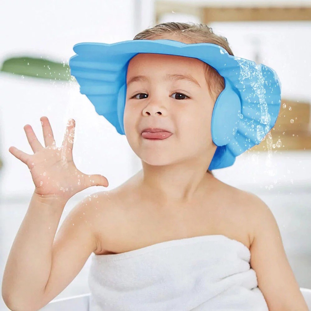 Baby Bathing Shower Cap Hat With Ear Wash Hair Shield – Adjustable Baby Shampoo Bath Visor for Kids thumbnail 2