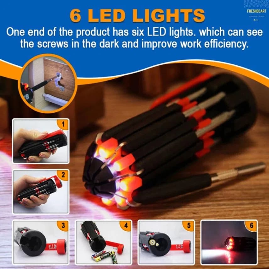 8-in-1 Screwdriver Set, Multi Screwdriver Hand Tool, All in One Screwdriver, Portable Screwdriver, Home Repair Tool Set,Multi-Function Tool with Worklight & Flashlight for Home Kitchen Car thumbnail 8