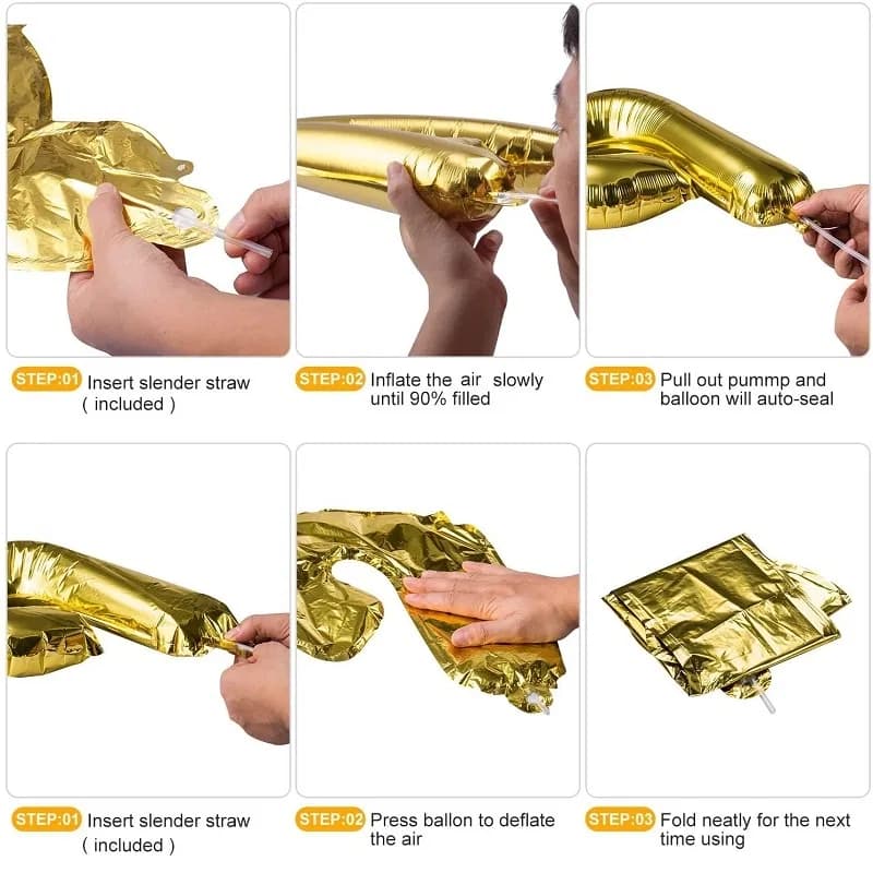 3D Happy Birthday Balloons Banner Inflatable Aluminum Foil thumbnail 3