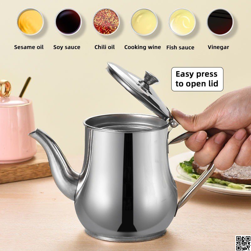 Stainless Steel Oil Strainer Pot with Filter – Cooking Oil Storage Jug thumbnail 4