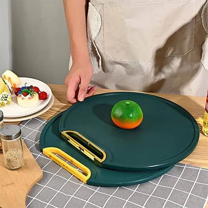 Green Round Plastic Cutting Board for Kitchen, Round Plastic Cutting Boards, Non-Slip Green Plastic Cutting Board for Kitchen, Non-Slip Chopping Boards (12.2 inch) thumbnail 2