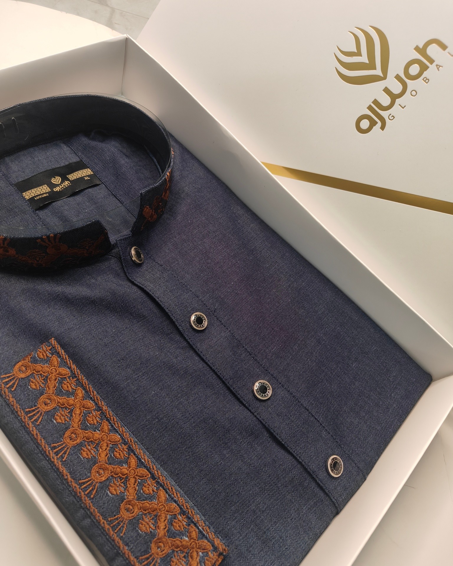 Ajwah Rustic Indigo Panjabi-A3A140