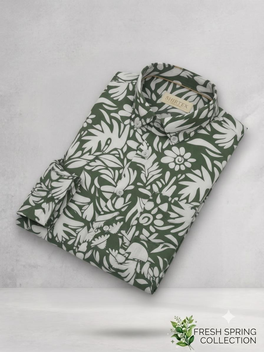 Wild Botanica Forest Green Print Shirt -p1034_img_1