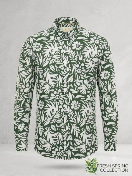 Wild Botanica Forest Green Print Shirt -p1034