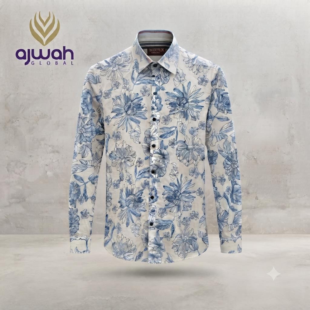 Indigo Bloom Sketch Shirt -p1037
