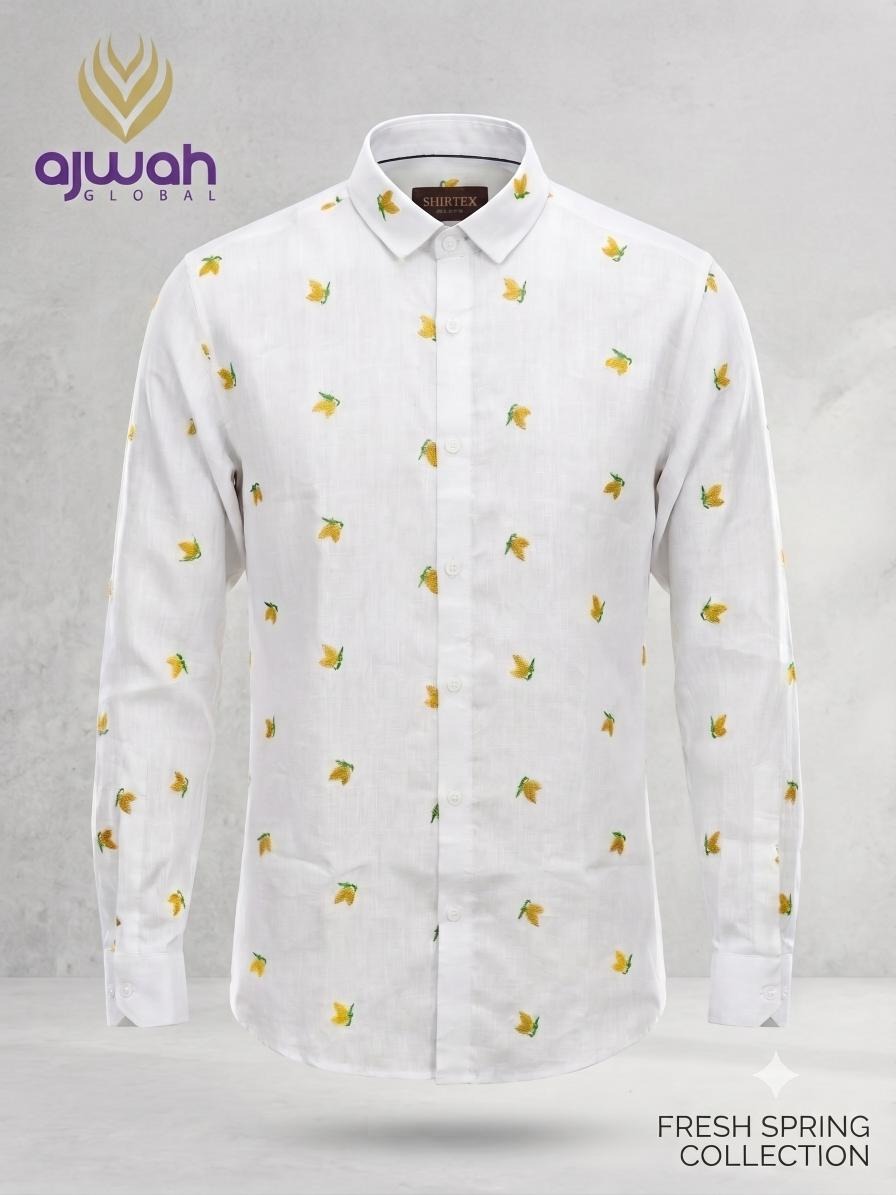 Meadow Bloom Embroidered White Shirt -p1082