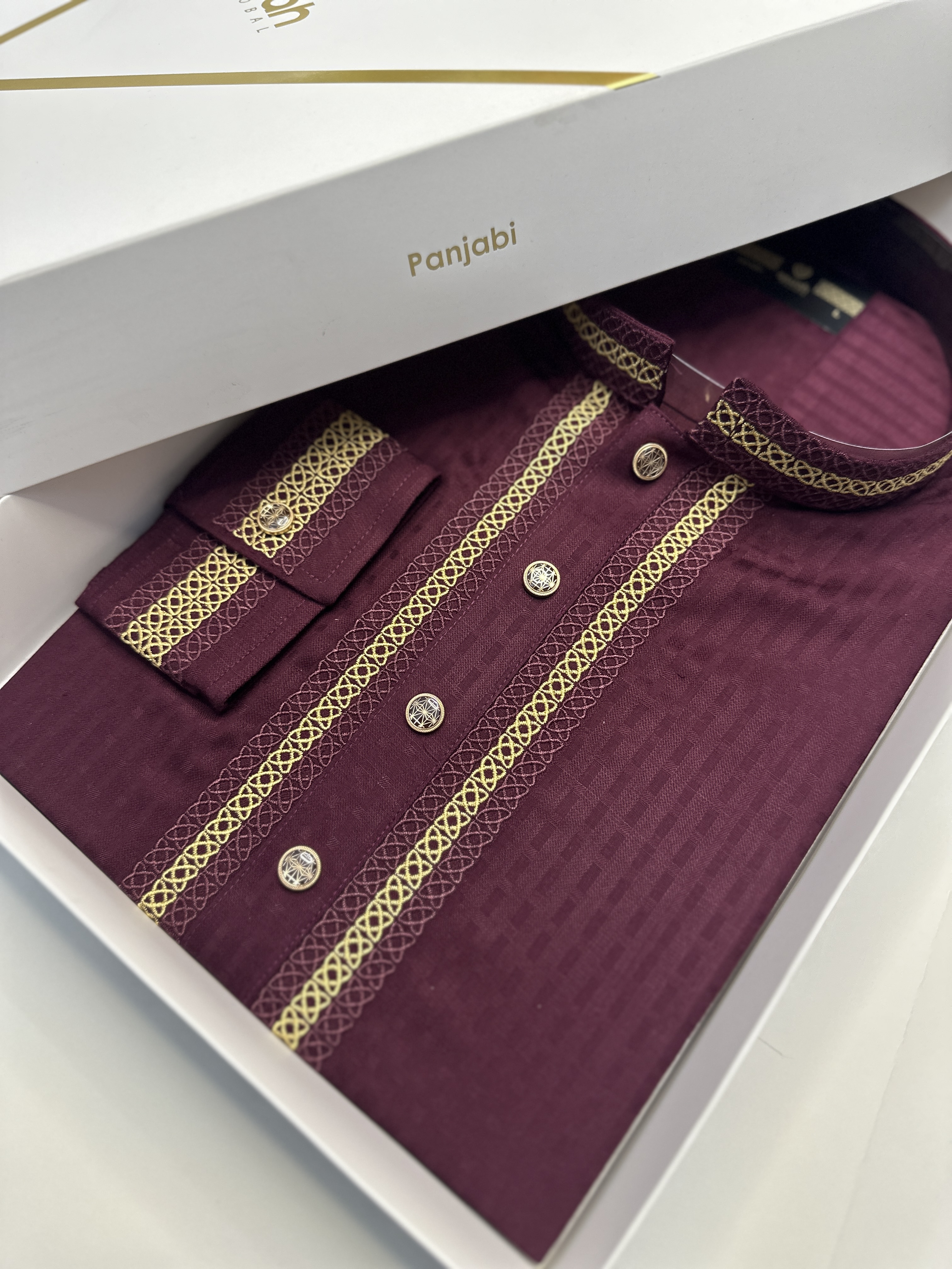 Maroon Regal Weave Panjabi -A3R118_img_0