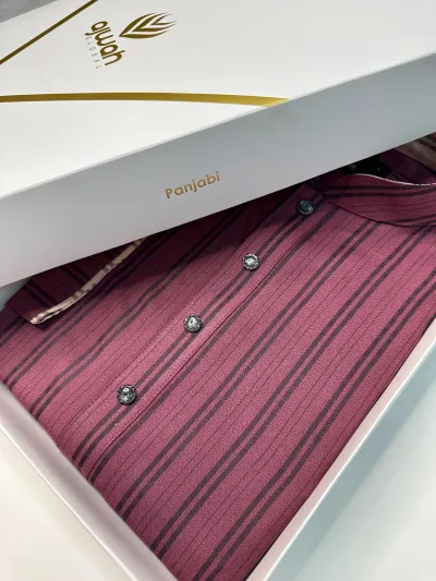 Maroon Stone Stripe Panjabi -A1S010_img_0