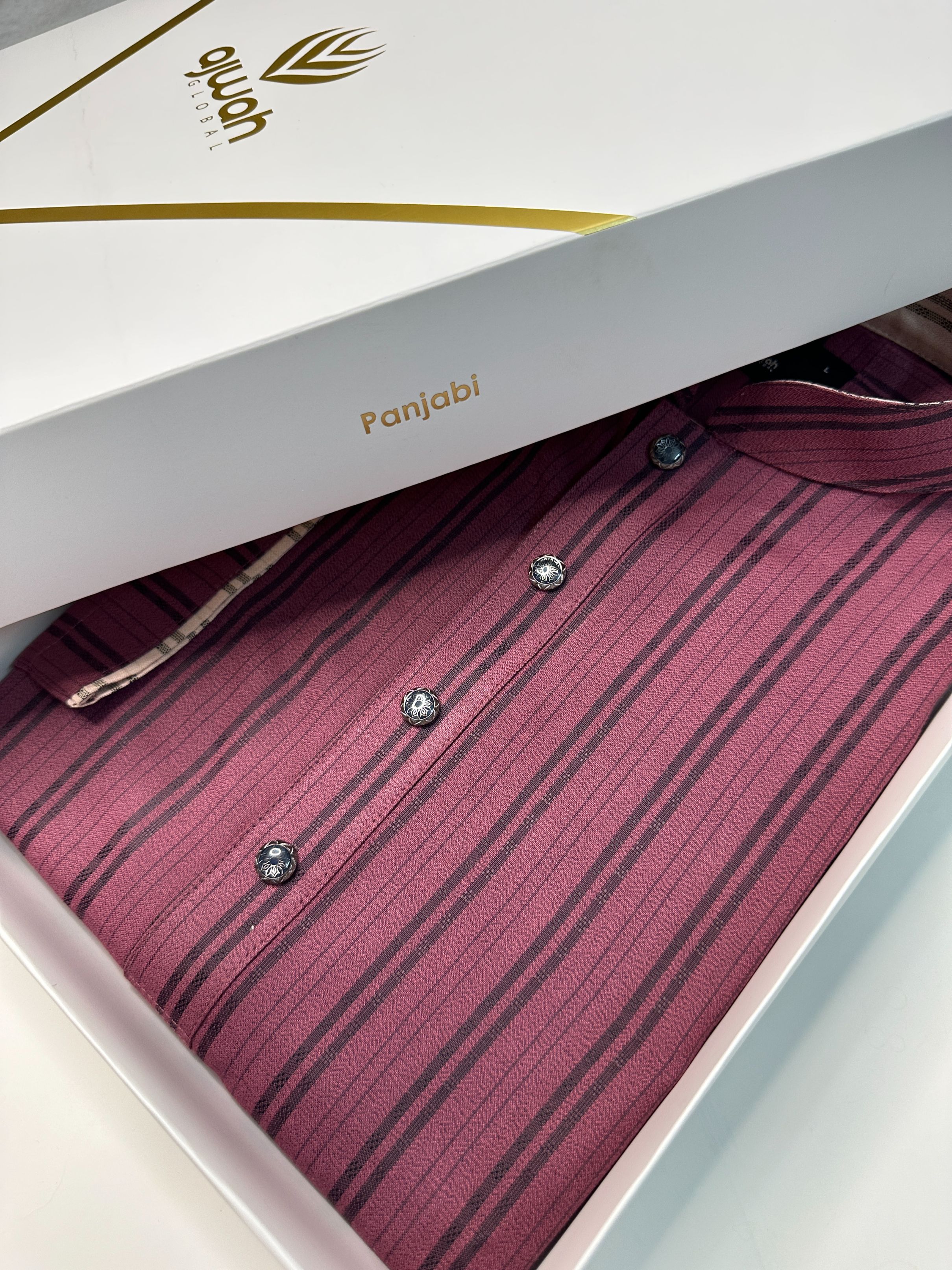 Maroon Stone Stripe Panjabi -A1S010_img_0
