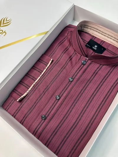 Maroon Stone Stripe Panjabi -A1S010_img_2