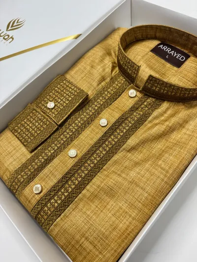 Olive Gold Majesty Luxury Panjabi -A3Y131_img_2