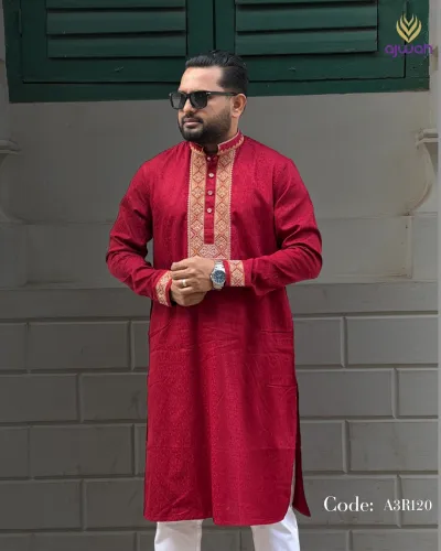 The Royal Maroon Embroidery Panjabi -A3R124_img_1