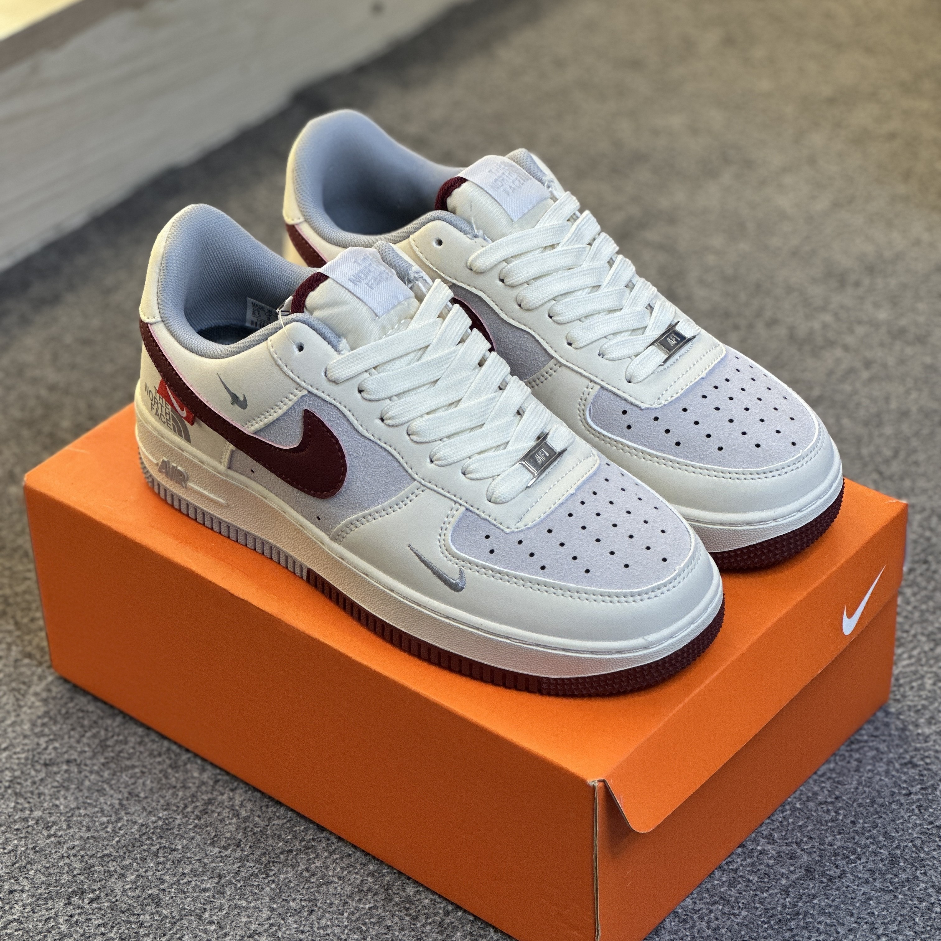 AF1 North Face Maroon Tick