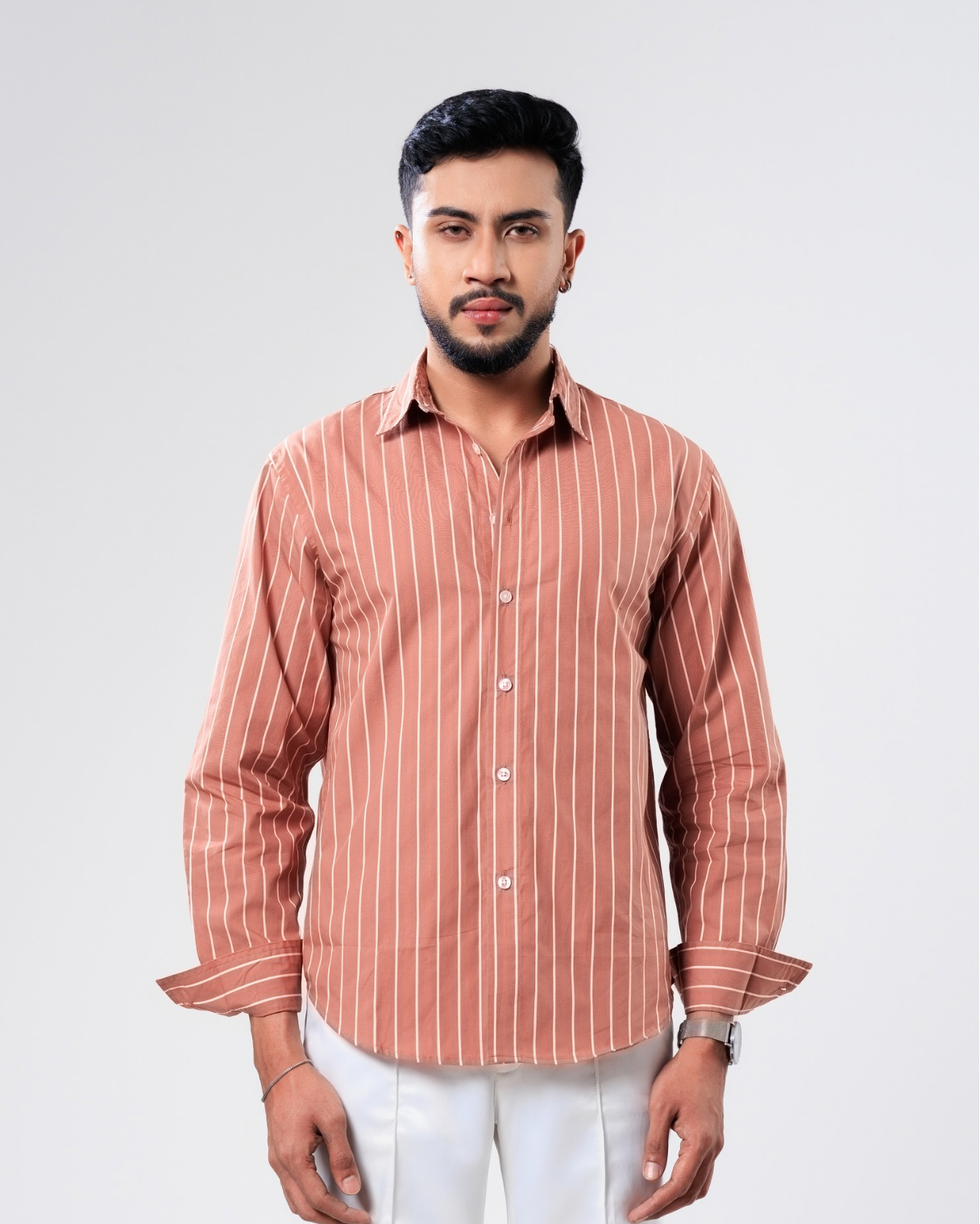 Arlo Terracotta Pinstripe Shirt thumbnail 2
