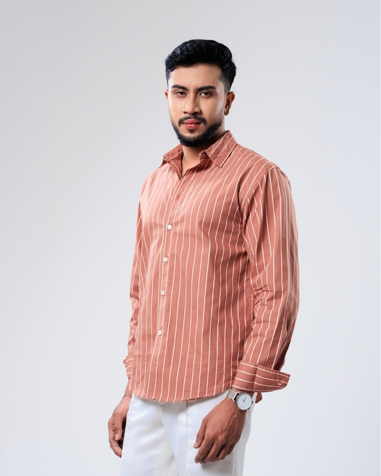 Arlo Terracotta Pinstripe Shirt thumbnail 3