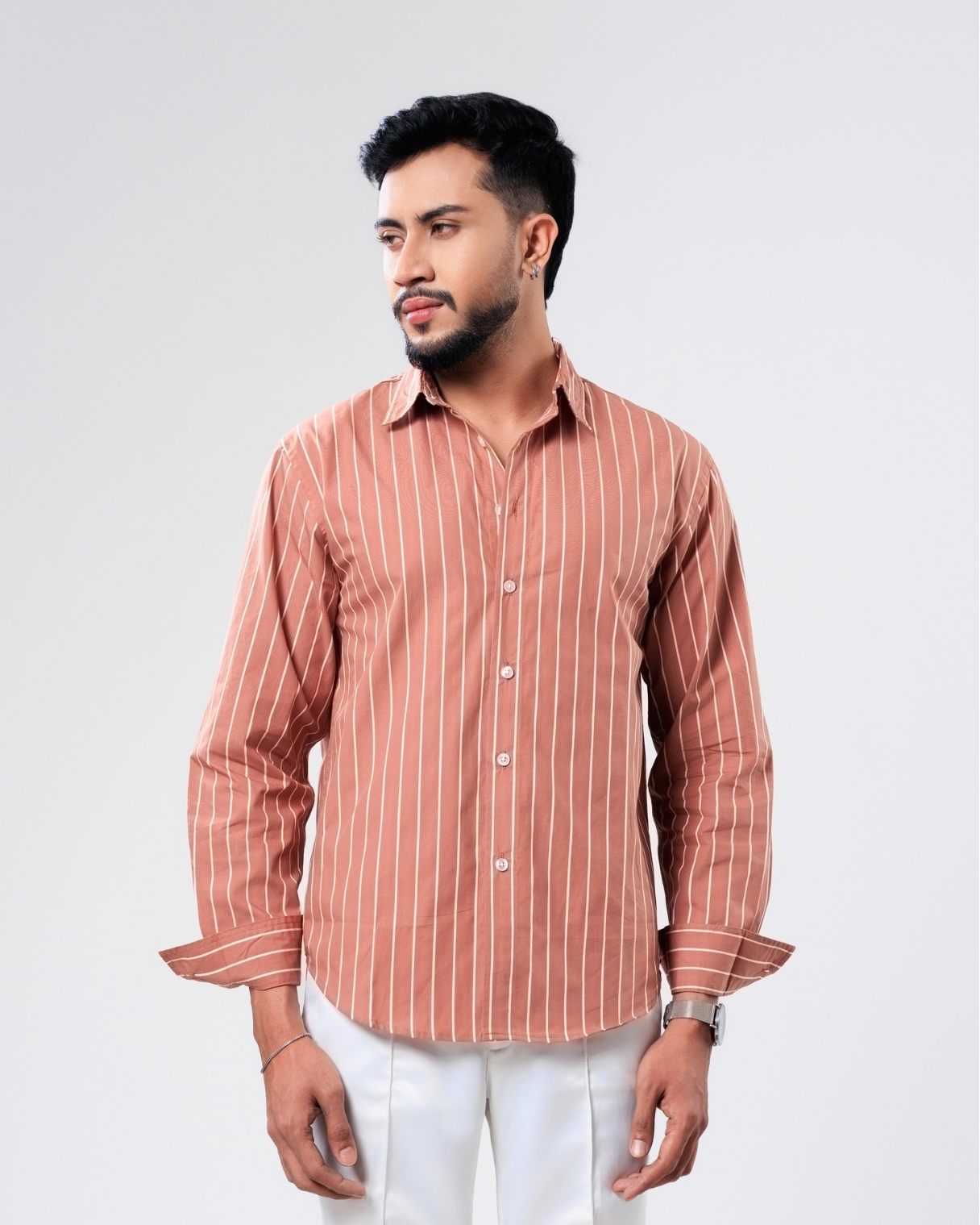 Arlo Terracotta Pinstripe Shirt