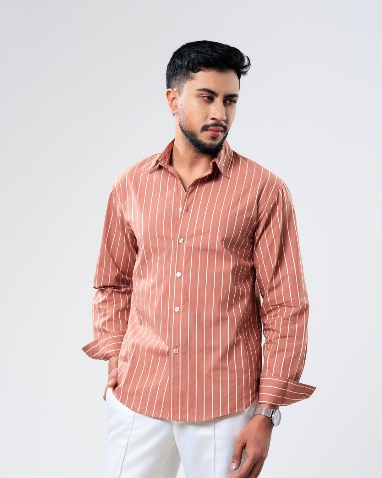 Arlo Terracotta Pinstripe Shirt thumbnail 5