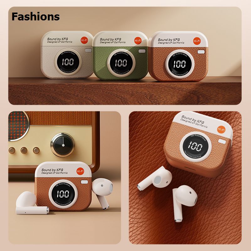 🎧 Q86 Stereo TWS Wireless Earbuds – Stylish Retro Camera Design thumbnail 6