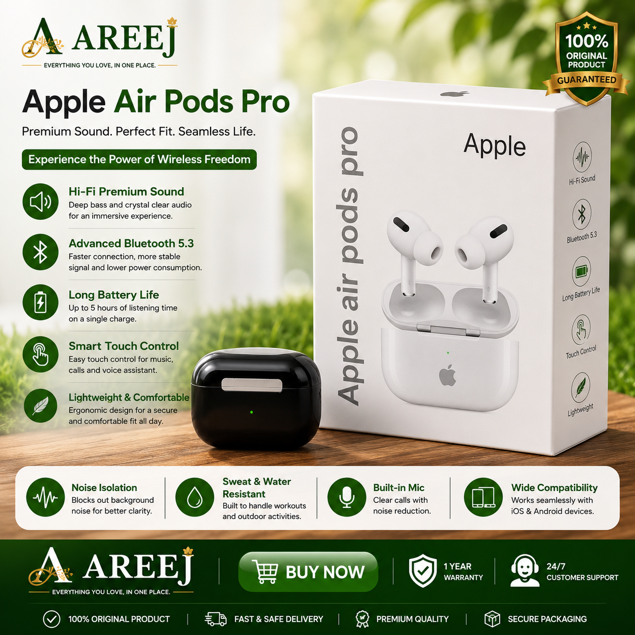 🎧 Apple AirPods Pro – Stylish Design & Clear Sound