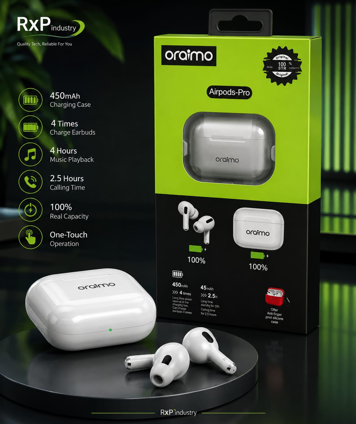 🎧 Oraimo AirPods Pro – Stylish Design, Clear Sound & Smart Controls