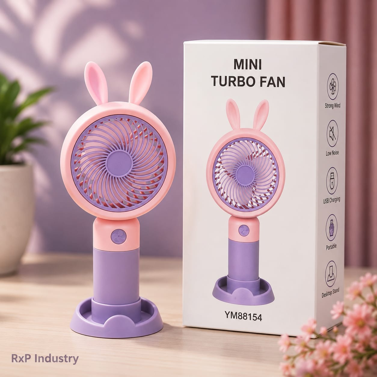 YM88154 Mini Turbo Fan – Portable Rechargeable Handheld & Desktop USB Fan with Stand thumbnail 2
