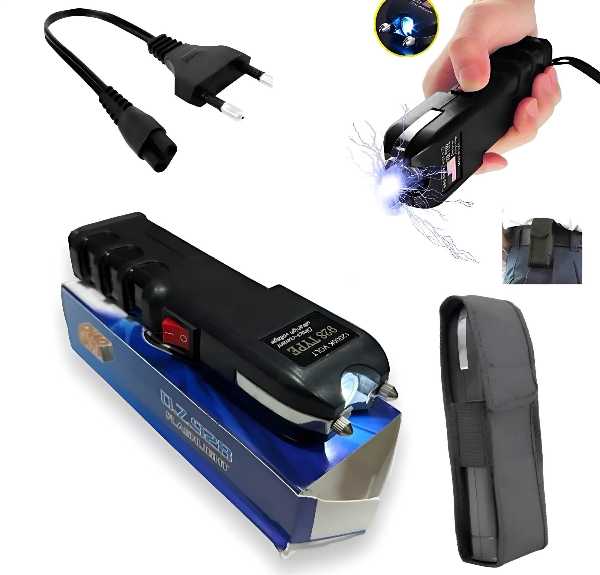 928 High-Voltage Stun Gun Big with LED Flashlight, Rechargeable light_img_1