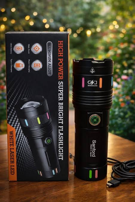 Sanford High Power Super Bright Flashlight – Slide Zoom White Laser LED Edition