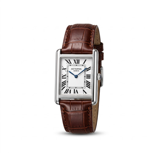 Casio LTP V007L Vintage Tank Watch Roman Numerals Rectangular Dial with Croc Texture Leather Strap_img_1