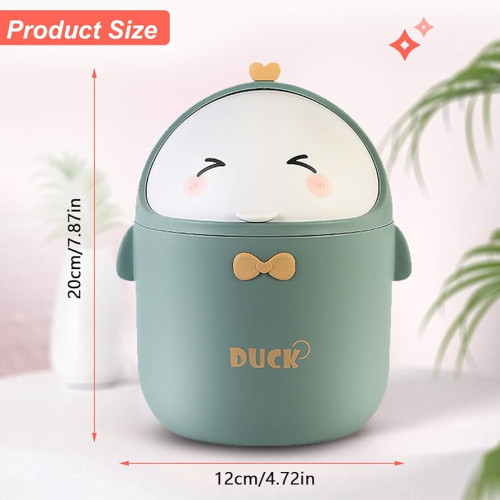 Cute Cartoon Mini Table Bin with Lid, Rubbish Bin for Children's Room, Office, Bedroom and Bathroom_img_2