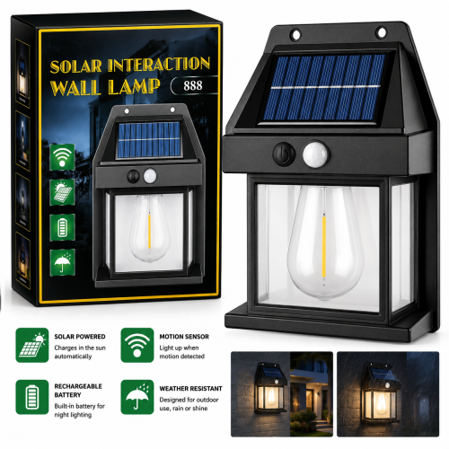 Solar Interaction Wall Lamp 888 Solar Powered Outdoor LED Light_img_1