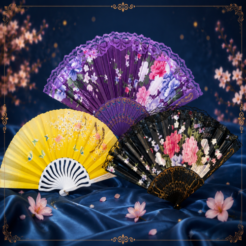 Premium Floral Hand Fan/ Hat Pakha - Elegant Portable Design_img_0