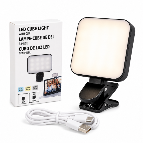 LED Cube Fill Light with Clip USB Type-C Portable Video Light_img_0